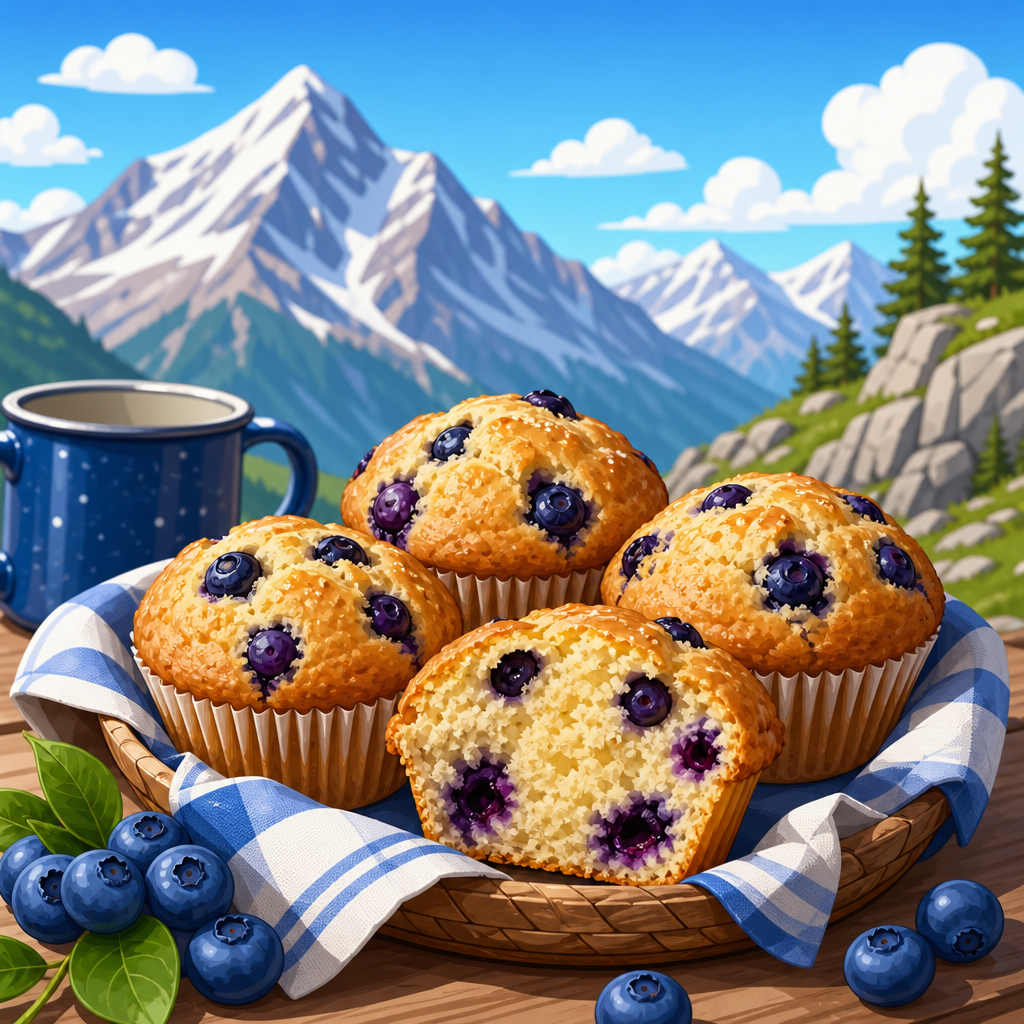 Blueberry muffins at altitude without gummy centers