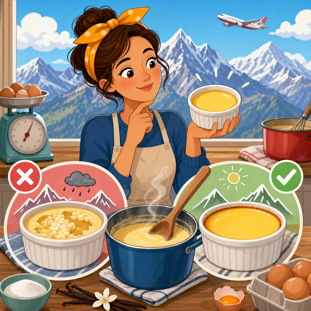 Custards at altitude: how to avoid curdling and underbaking