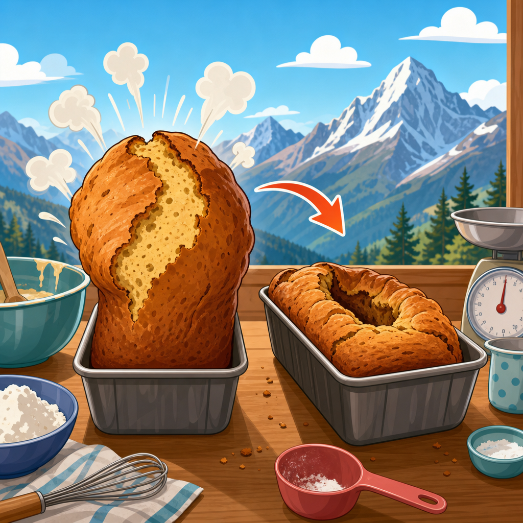Quick breads at altitude: why they over-rise and collapse