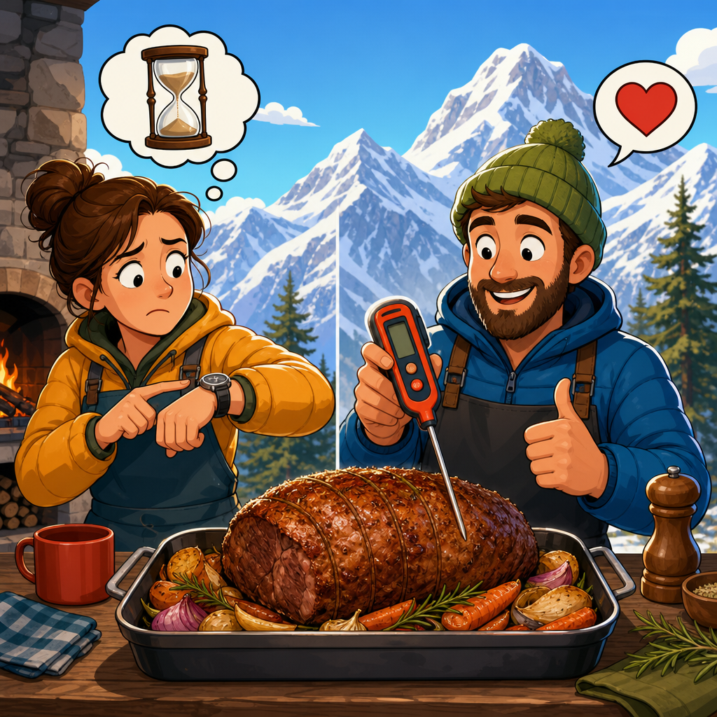 Roasting meat at altitude: why thermometers beat timing