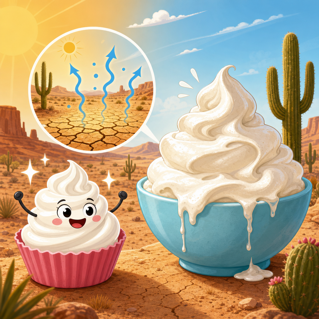 Why whipped cream behaves differently in very dry climates