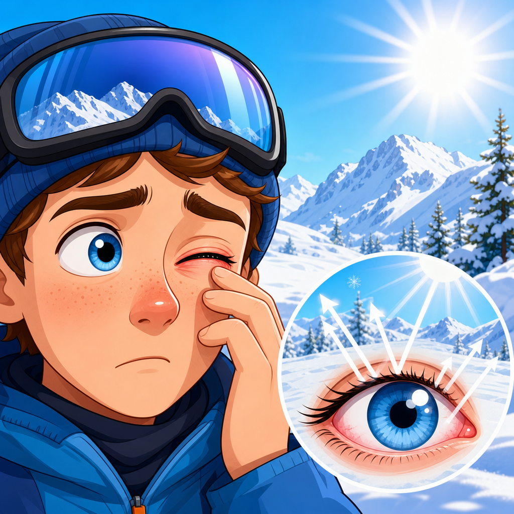 Do blue eyes burn faster in bright snow conditions?