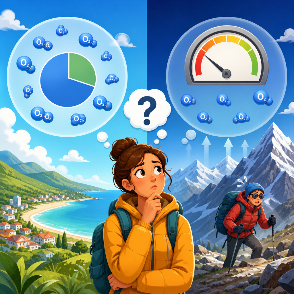 Oxygen percentage vs oxygen pressure: the altitude concept most travelers misunderstand